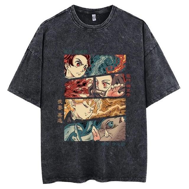 Demon Slayer Vintage Washed Cotton T-Shirts Series (16 Styles) - AnimeGo Store