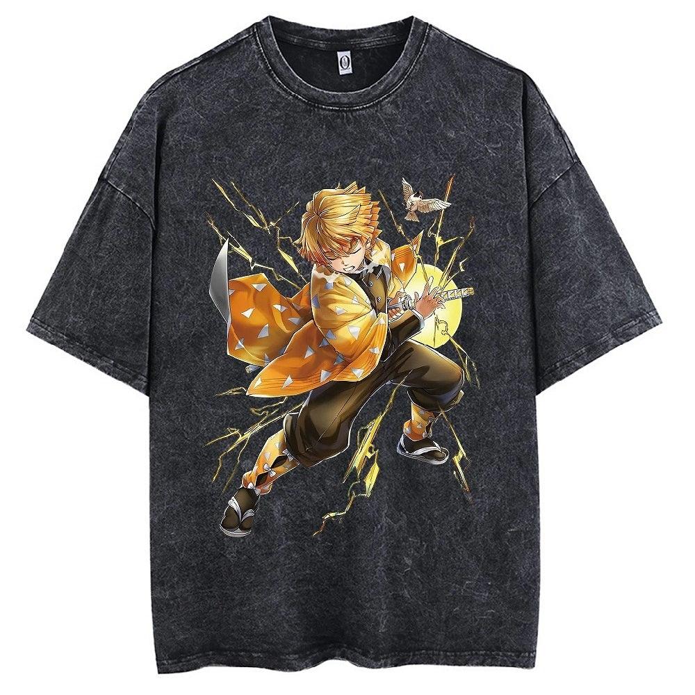 Demon Slayer Vintage Washed Cotton T-Shirts Series (16 Styles) - AnimeGo Store