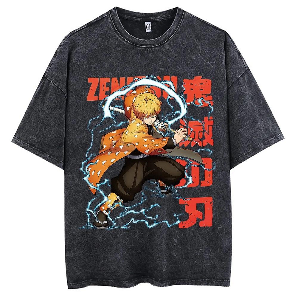 Demon Slayer Vintage Washed Cotton T-Shirts Series (16 Styles) - AnimeGo Store