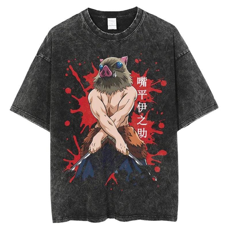 Demon Slayer Vintage Washed Cotton T-Shirts Series (16 Styles) - AnimeGo Store