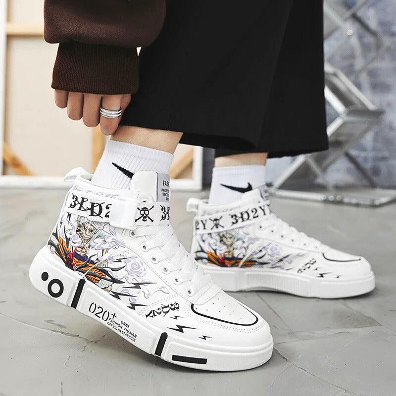 One Piece Luffy Sun God Nika High Top Shoes / Sneakers - AnimeGo Store