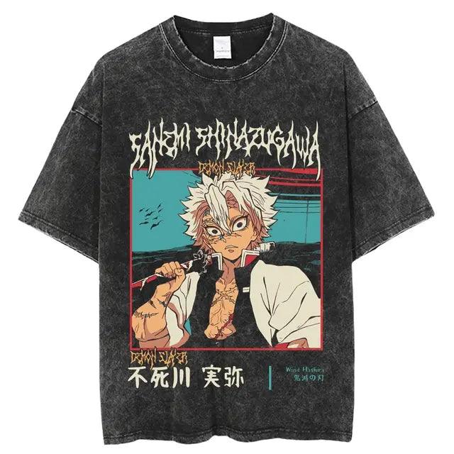 Demon Slayer Vintage Washed Cotton T-Shirts Series (16 Styles) - AnimeGo Store