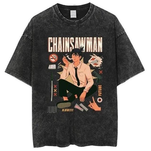 Chainsaw Man Vintage Washed Cotton T-Shirts Series (14 Styles) - AnimeGo Store