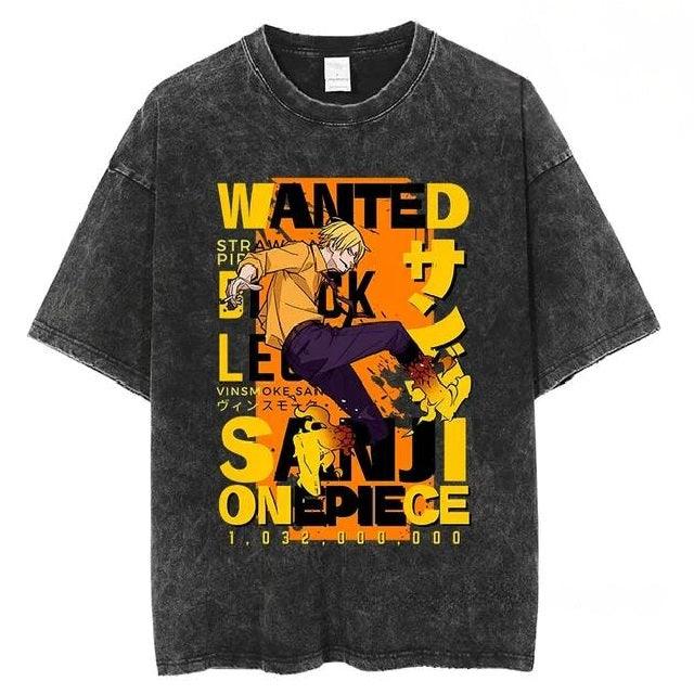 One Piece WANTED Vintage Washed Cotton T-Shirts Series (16 Styles) - AnimeGo Store