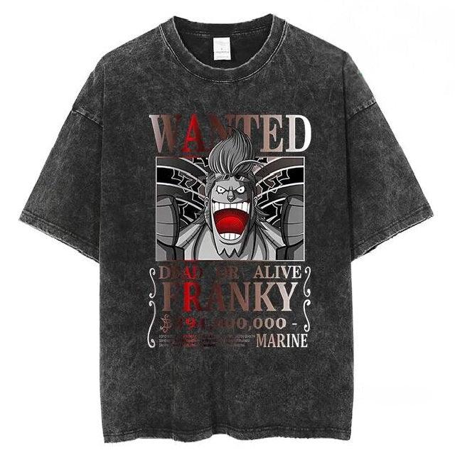 One Piece WANTED Vintage Washed Cotton T-Shirts Series (16 Styles) - AnimeGo Store