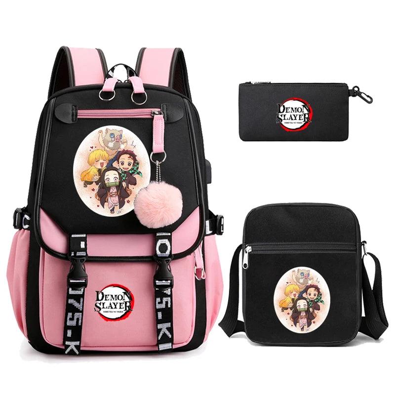 Demon Slayer Nezuko 3-Piece Set Backpacks (7 Styles / 5 Colors) - AnimeGo Store