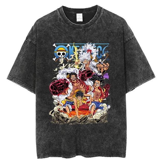 One Piece PIRATES Vintage Washed Cotton T-Shirts Series (15 Styles) - AnimeGo Store