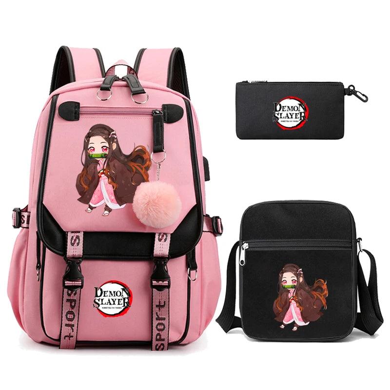 Demon Slayer Nezuko 3-Piece Set Backpacks (7 Styles / 5 Colors) - AnimeGo Store