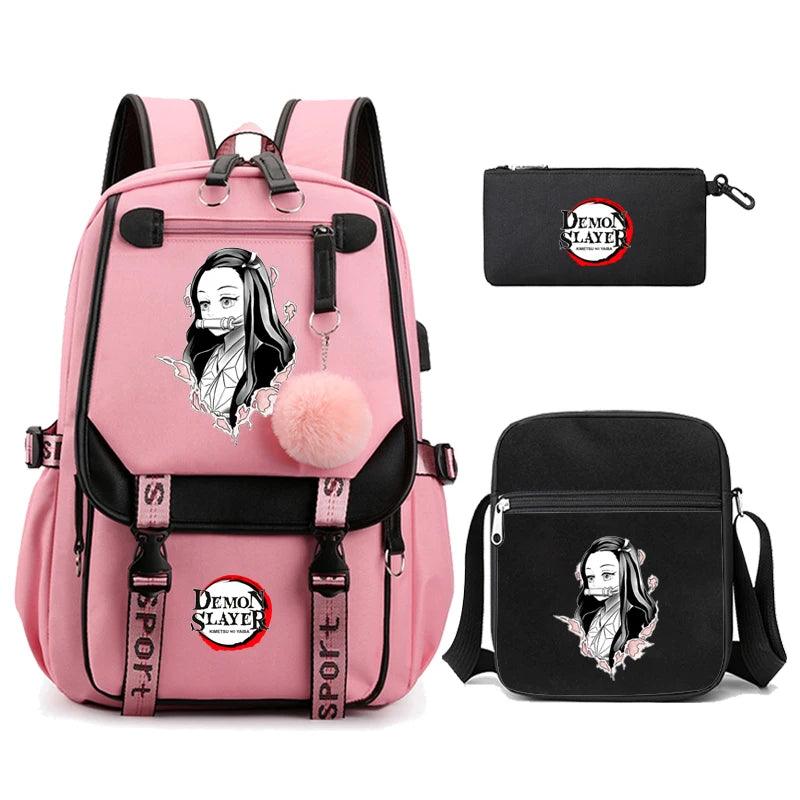 Demon Slayer Nezuko 3-Piece Set Backpacks (7 Styles / 5 Colors) - AnimeGo Store