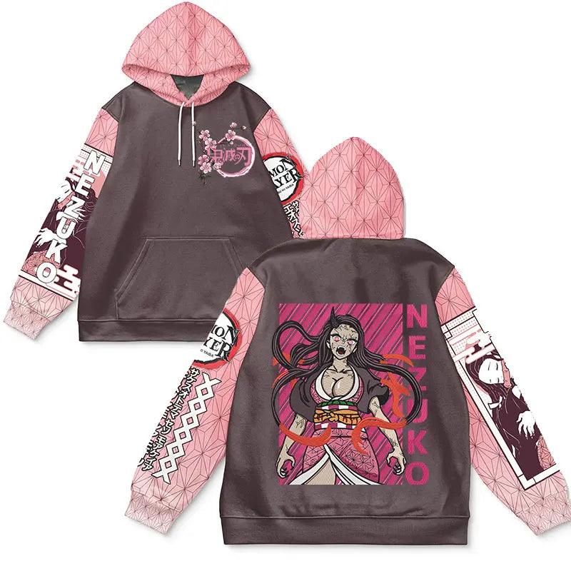 Demon Slayer Nezuko Pink 2-Tone Hoodies (8 Styles) - AnimeGo Store