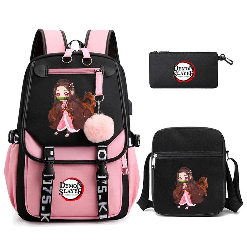 Demon Slayer Nezuko 3-Piece Set Backpacks (7 Styles / 5 Colors) - AnimeGo Store