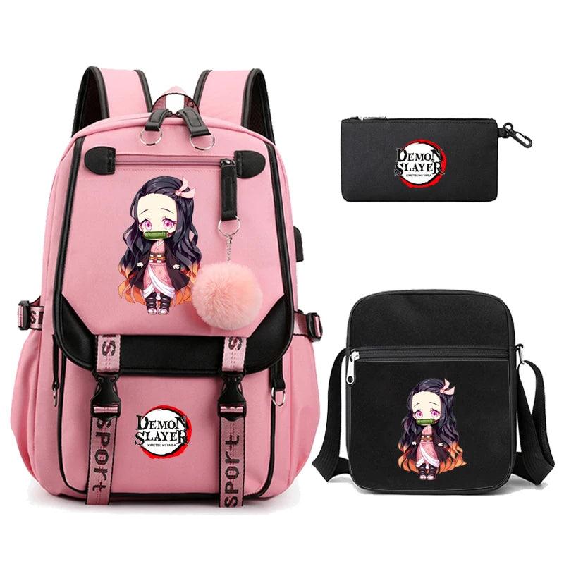 Demon Slayer Nezuko 3-Piece Set Backpacks (7 Styles / 5 Colors) - AnimeGo Store