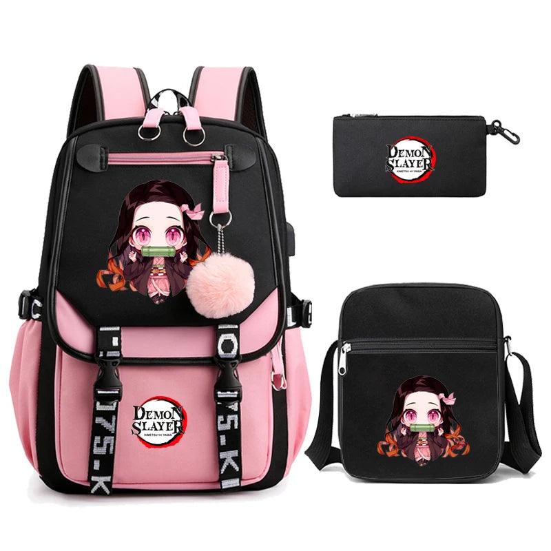 Demon Slayer Nezuko 3-Piece Set Backpacks (7 Styles / 5 Colors) - AnimeGo Store