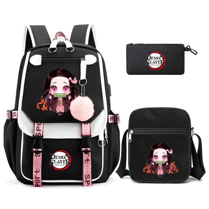 Demon Slayer Nezuko 3-Piece Set Backpacks (7 Styles / 5 Colors) - AnimeGo Store