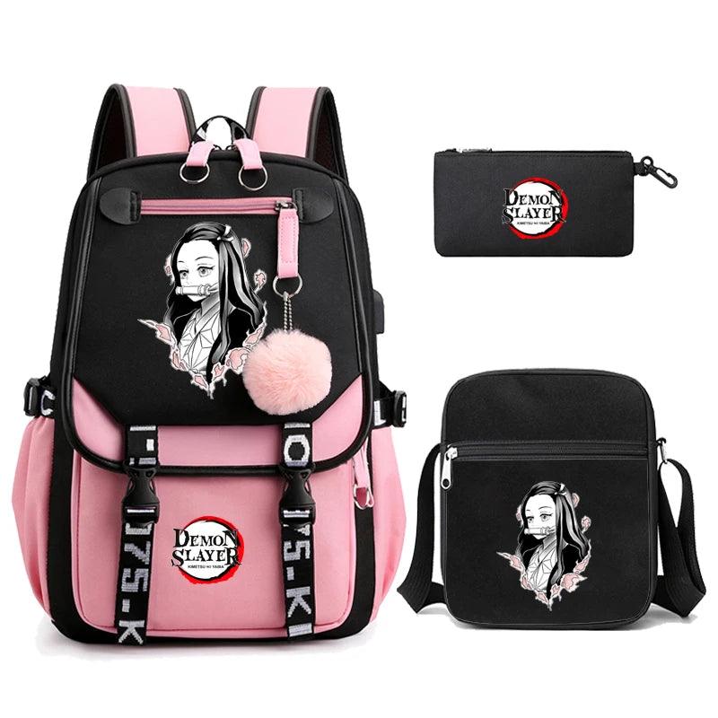 Demon Slayer Nezuko 3-Piece Set Backpacks (7 Styles / 5 Colors) - AnimeGo Store