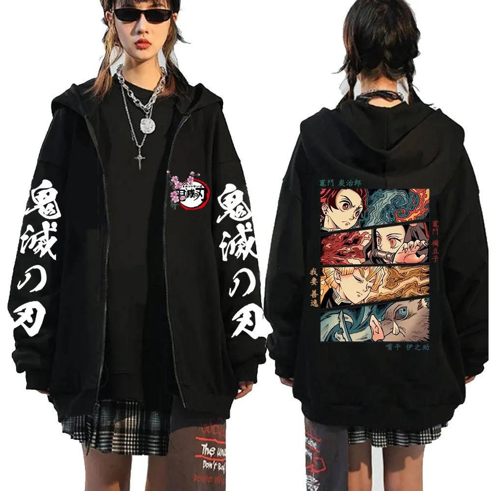 Demon Slayer Tanjiro/Nezuko/Zenitsu/Inosuke Zipper Hoodies - AnimeGo Store