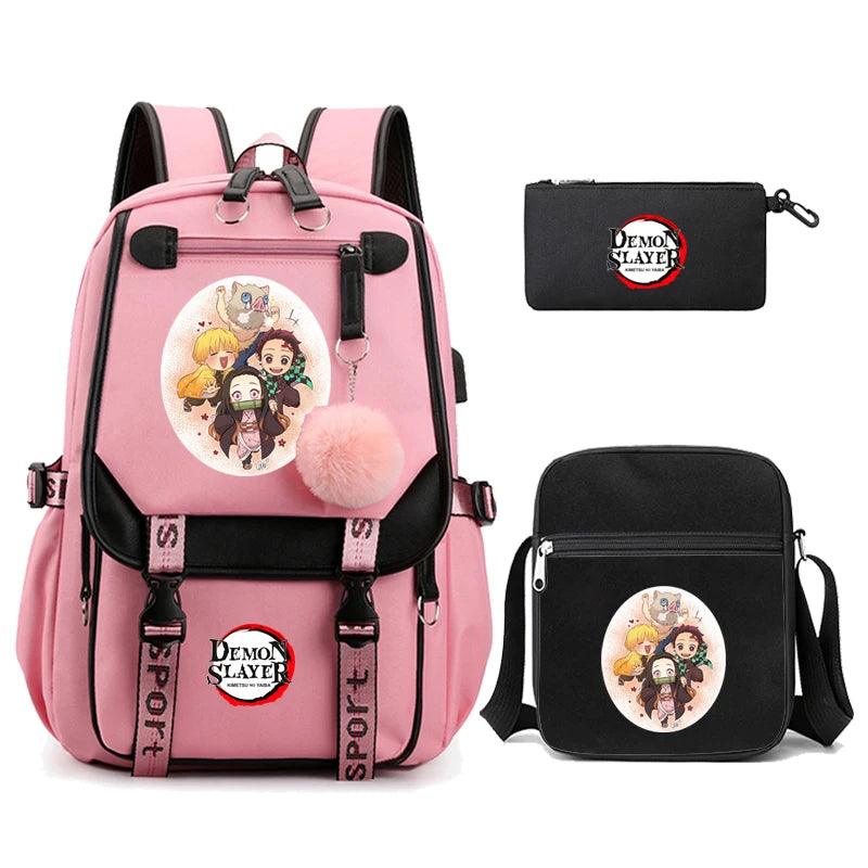 Demon Slayer Nezuko 3-Piece Set Backpacks (7 Styles / 5 Colors) - AnimeGo Store