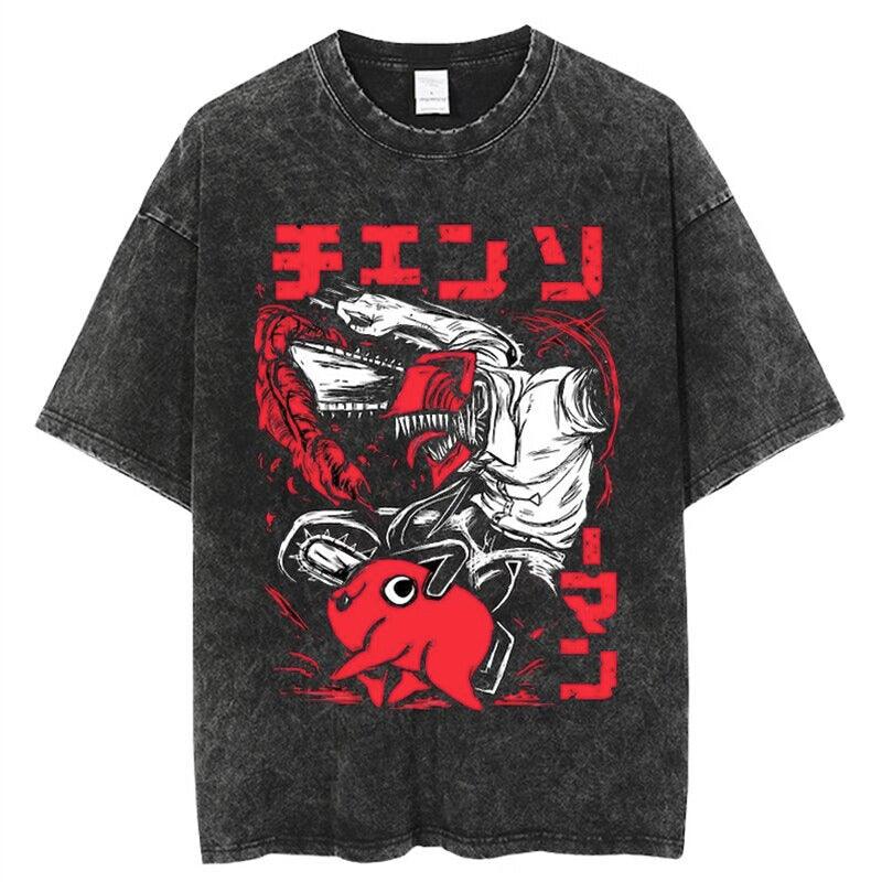 Chainsaw Man Vintage Washed Cotton T-Shirts Series (12 Styles) - AnimeGo Store