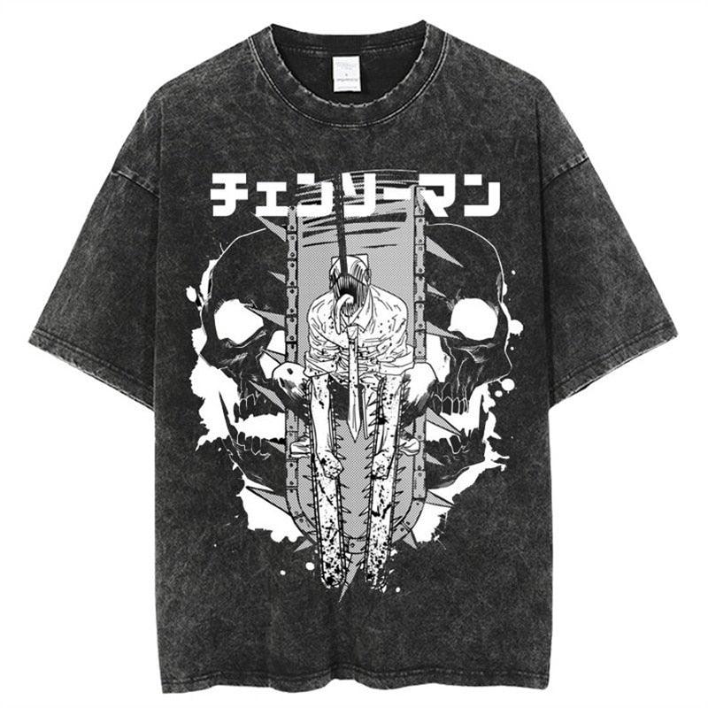 Chainsaw Man Vintage Washed Cotton T-Shirts Series (12 Styles) - AnimeGo Store