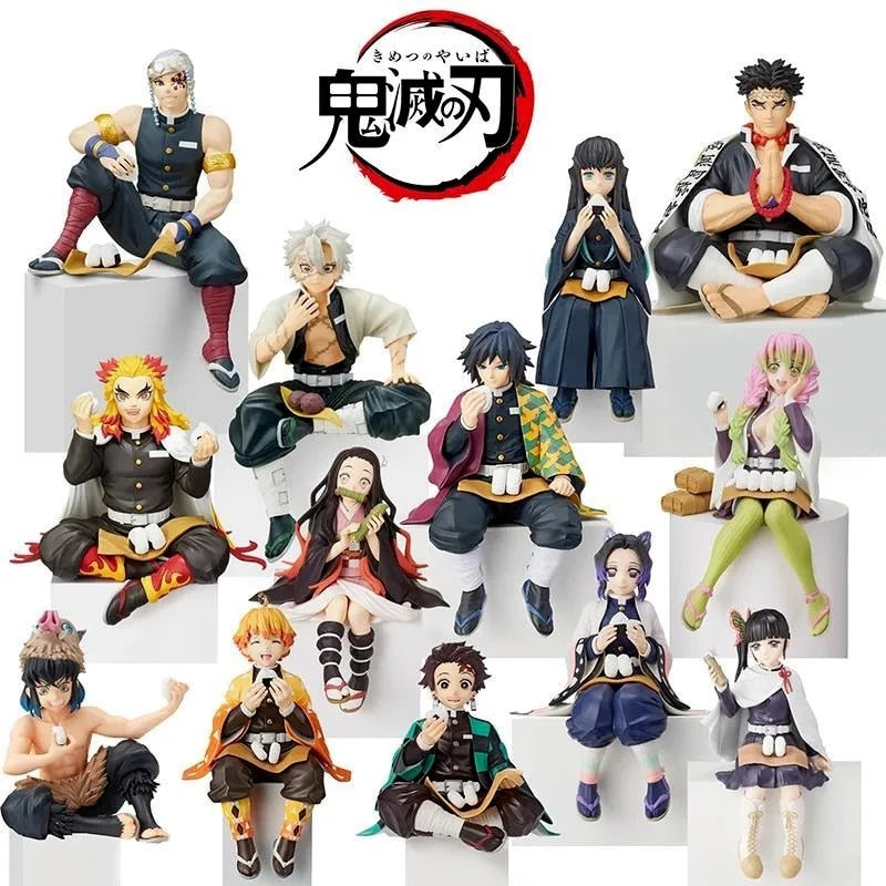 Demon Slayer Sit Eating Rice Figures (13 Characters) - AnimeGo Store