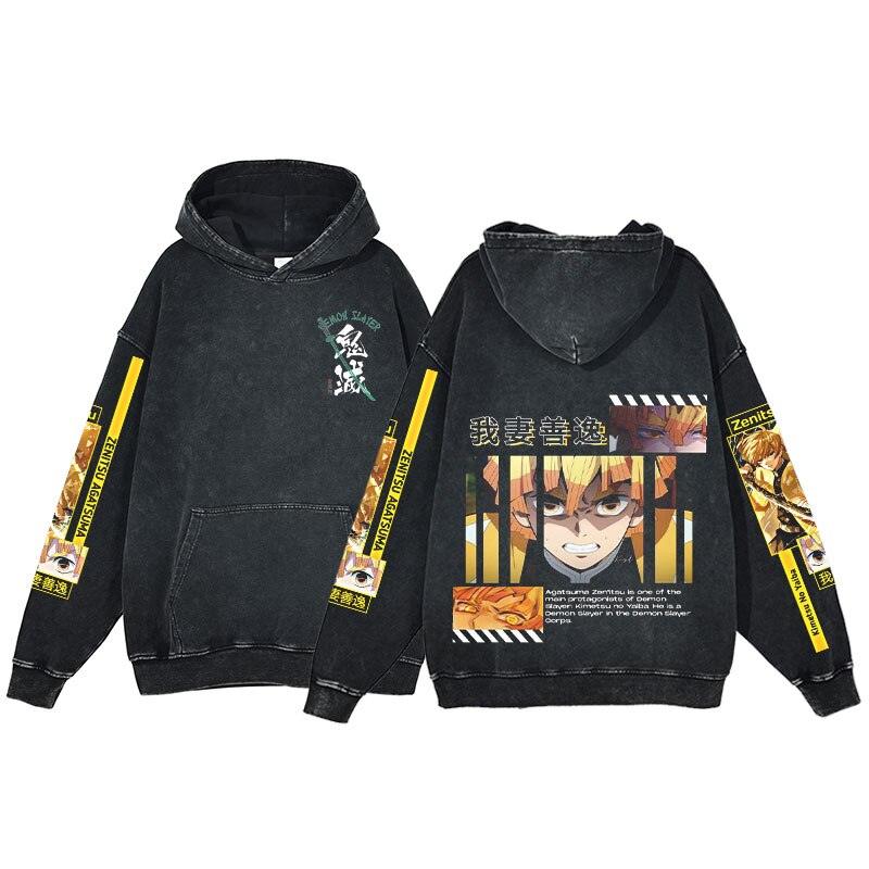 Demon Slayer Vintage Washed Cotton Hoodies Series (16 Styles) - AnimeGo Store