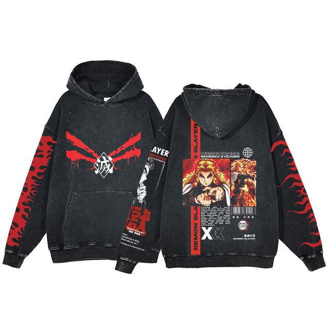 Demon Slayer Vintage Washed Cotton Hoodies Series (16 Styles) - AnimeGo Store