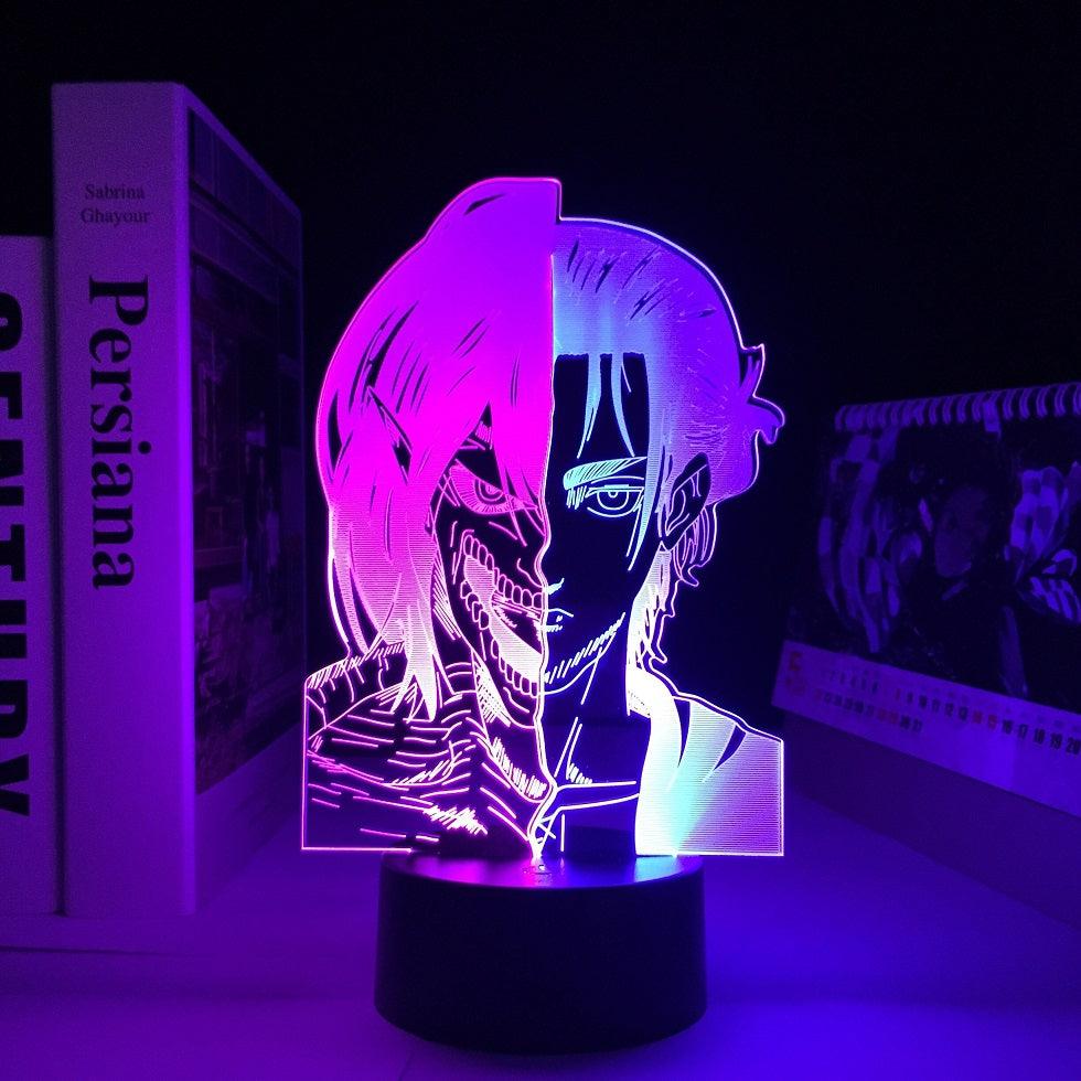 (NEW!) Attack on Titan Eren Yeager 2-TONE 16-Color LED Touch + Remote Control Lamp - AnimeGo Store