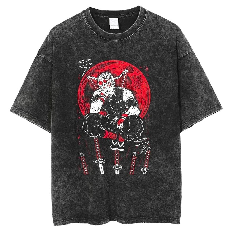 Demon Slayer Vintage Washed Cotton T-Shirts Series (14 Styles) - AnimeGo Store